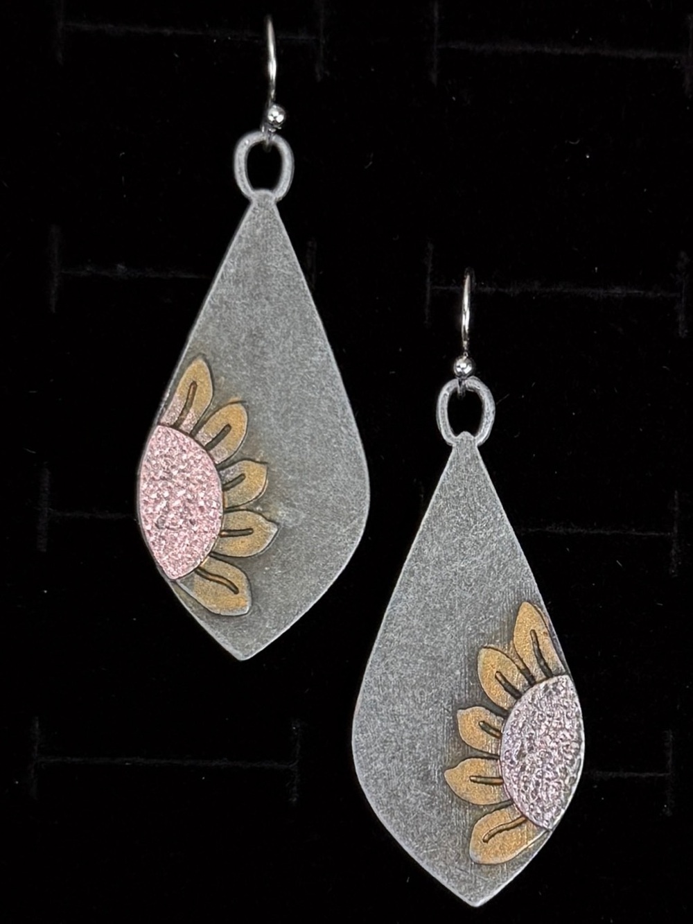 Vintage Sunflower Drop Pierced Earrings